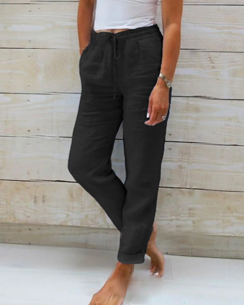 👖 55% RABATT! 🌿 Damenhose aus Baumwolle & Leinen mit Elastischem Bund – Bequem, Atmungsaktiv & Lässiger Look 🥰