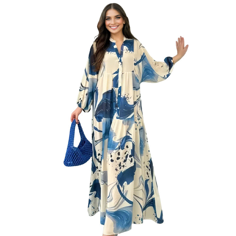 👗 60% RABATT! 🌸 Maxi-Blumenkleid für Damen mit V-Ausschnitt – Fließender Stoff, Romantisches Design & Perfekt für Den Sommer ☀️