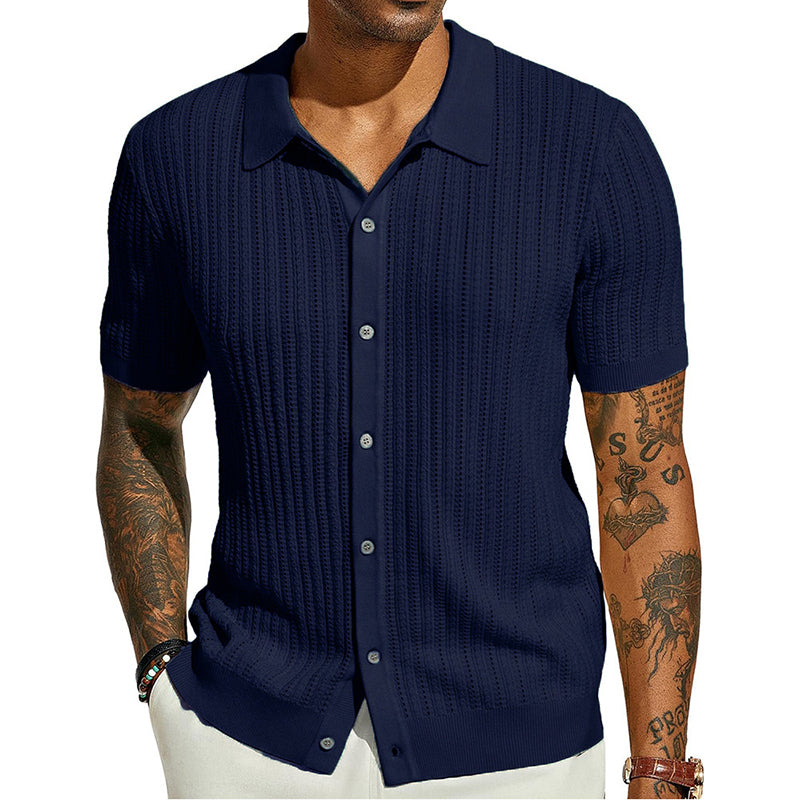 👕Kurzärmeliges Strickhemd mit Knöpfen für Herren💫