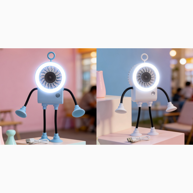 ✨Flexibler Tischventilator mit LED-Licht💨