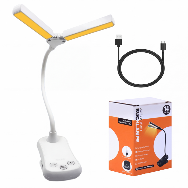 LED-Klemmleselampe mit 3 Farbtemperaturen