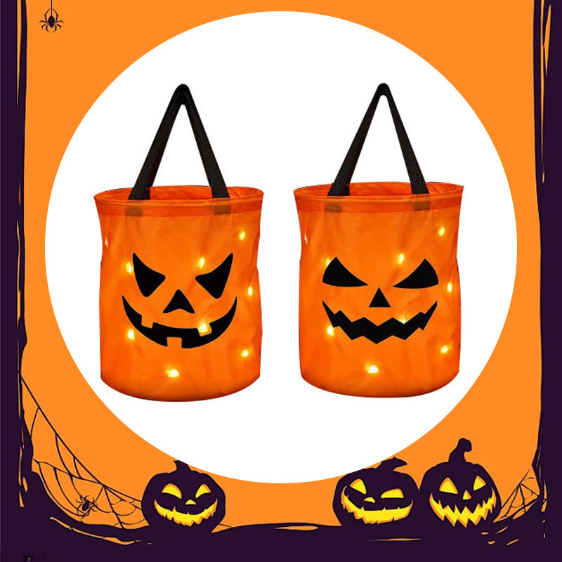 🔥🎁 2+1 GRATIS!!🥳🎃Halloween-Handtasche mit leuchtendem Kürbis-Süßigkeiten