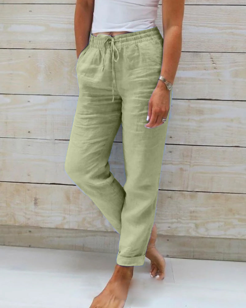👖 55% RABATT! 🌿 Damenhose aus Baumwolle & Leinen mit Elastischem Bund – Bequem, Atmungsaktiv & Lässiger Look 🥰
