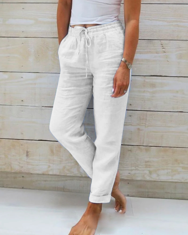👖 55% RABATT! 🌿 Damenhose aus Baumwolle & Leinen mit Elastischem Bund – Bequem, Atmungsaktiv & Lässiger Look 🥰