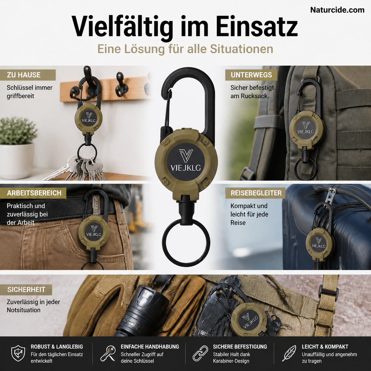 🔥🎁 1+1 GRATIS!! 🥳🏆3-in-1-Multifunktions-Schlüsselanhänger mit einziehbarem Zugseil, robuster Stahlseilschnalle und praktischem Werkzeug für Outdoor-Sportarten💪🧗