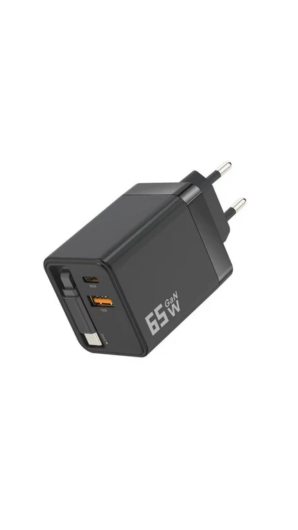 3-in-1-GaN-Ladegerät, 80 W MAX skalierbares Schnelllademodul mit Typ-C-Kabel und 2 USB-Anschlüssen