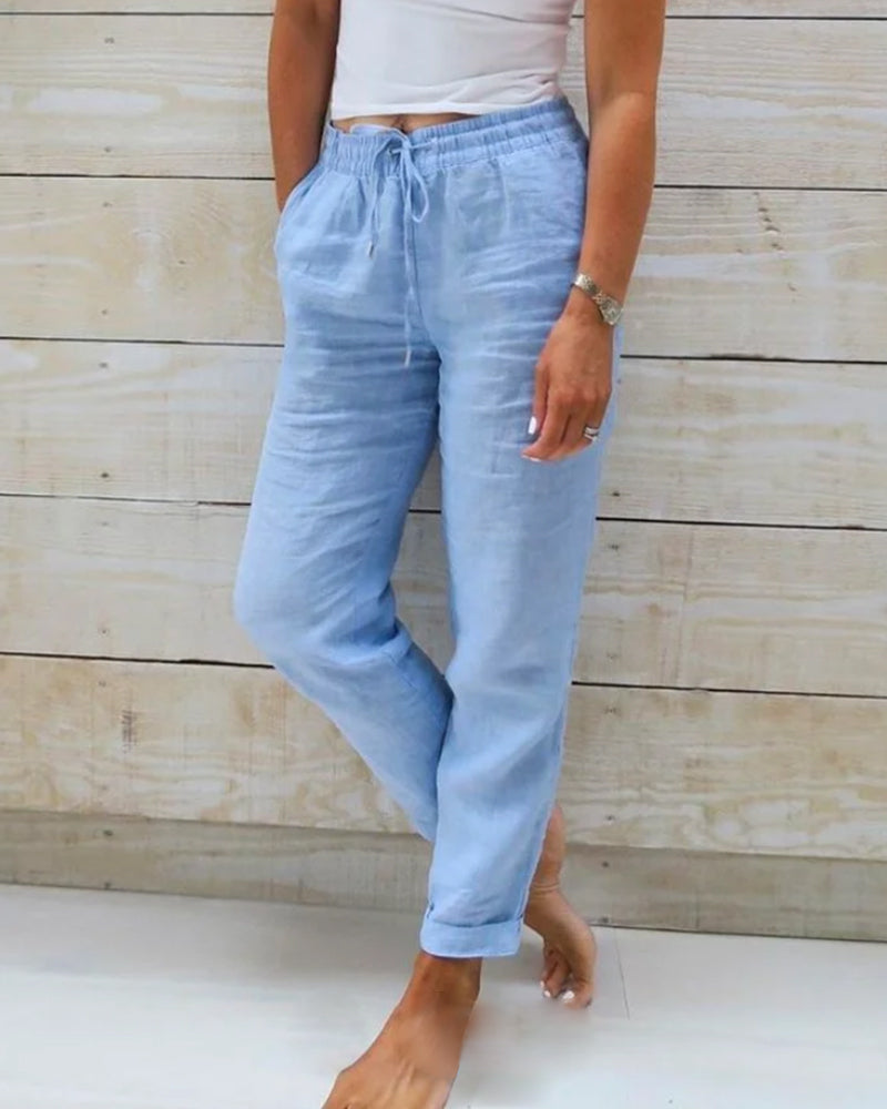 👖 55% RABATT! 🌿 Damenhose aus Baumwolle & Leinen mit Elastischem Bund – Bequem, Atmungsaktiv & Lässiger Look 🥰