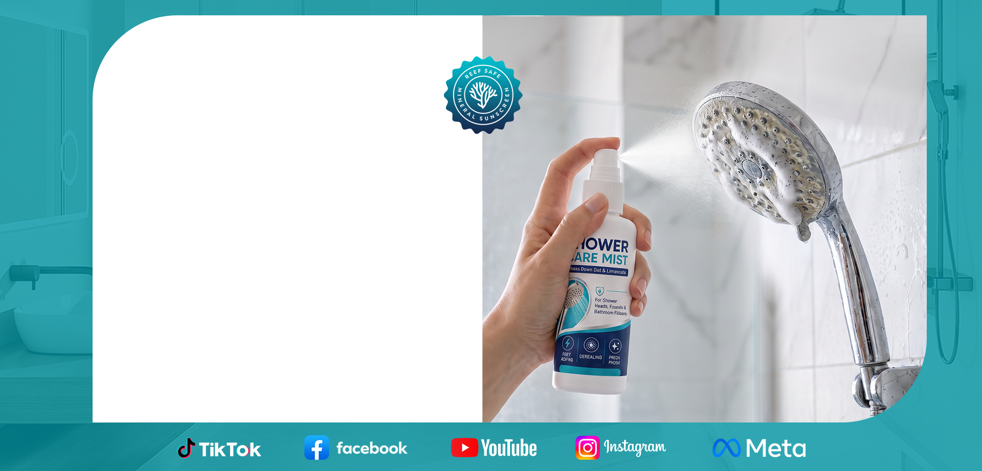 Shower Care Mist being sprayed onto a showerhead