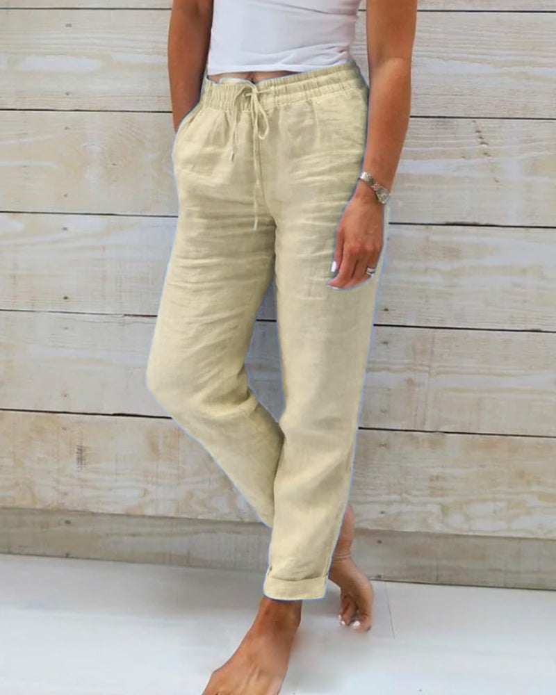 👖 55% RABATT! 🌿 Damenhose aus Baumwolle & Leinen mit Elastischem Bund – Bequem, Atmungsaktiv & Lässiger Look 🥰