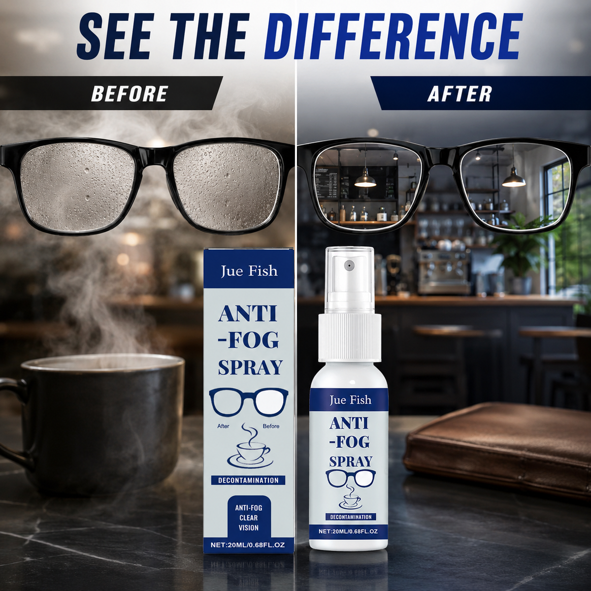 Multi-purpose anti-fog spray for lenses and glass