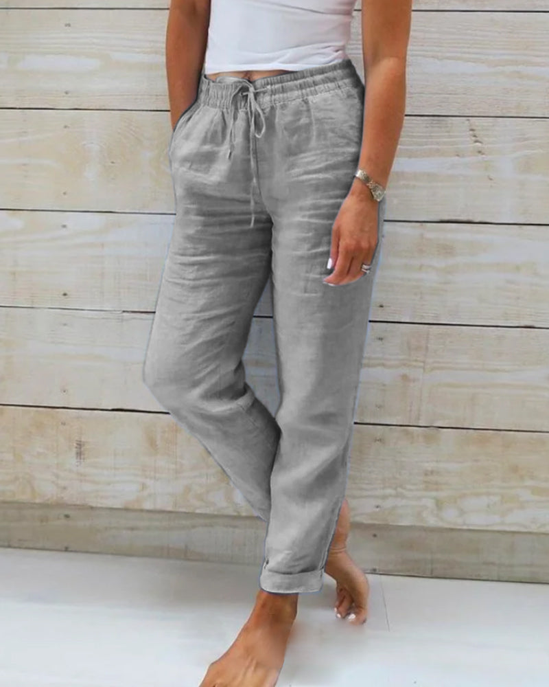 👖 55% RABATT! 🌿 Damenhose aus Baumwolle & Leinen mit Elastischem Bund – Bequem, Atmungsaktiv & Lässiger Look 🥰