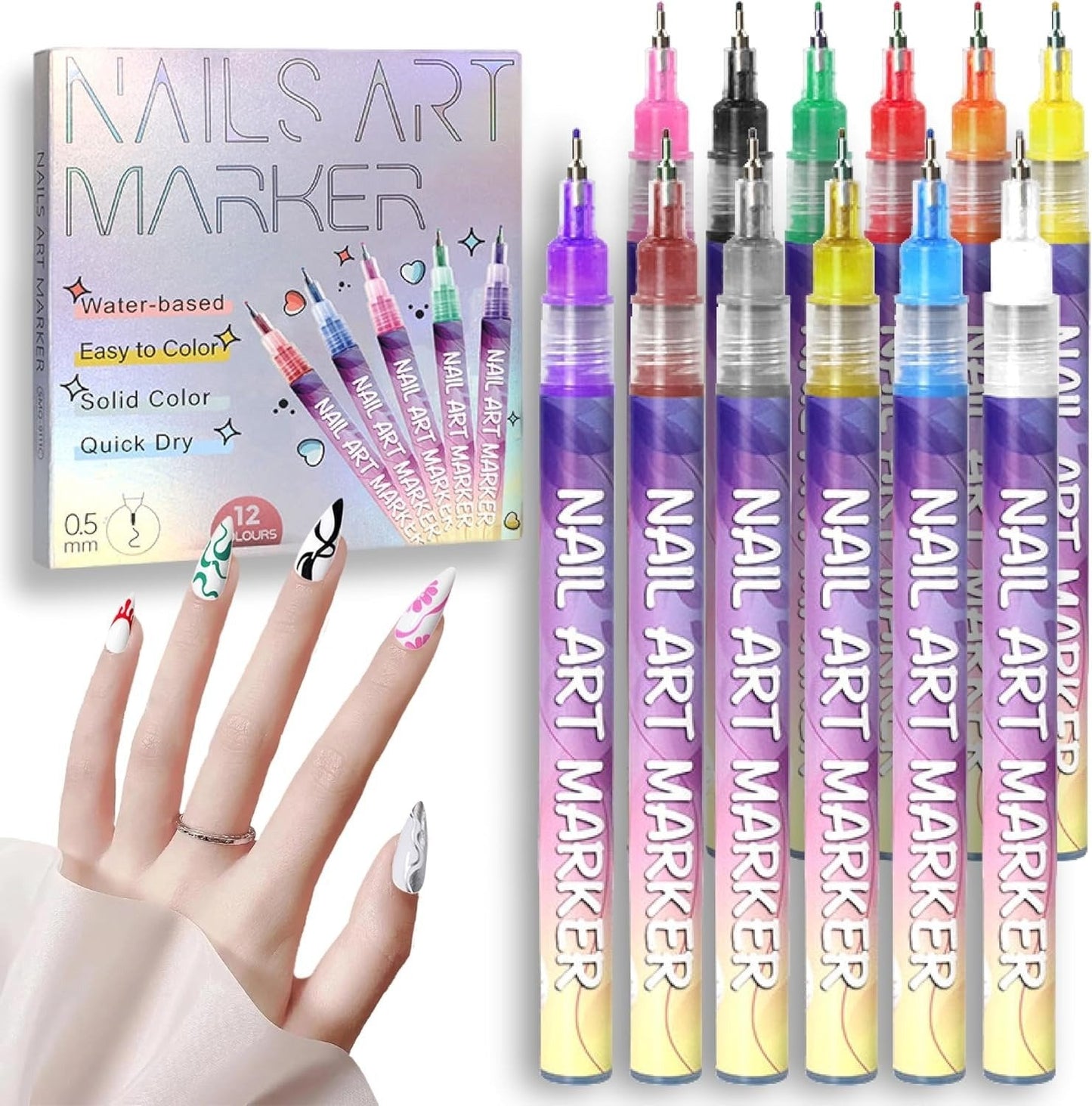 ⏳LAST WEEK SPECIAL PRICE: ￡9.99!!🎁12 Colors Nail Art Pens Set🎨💅