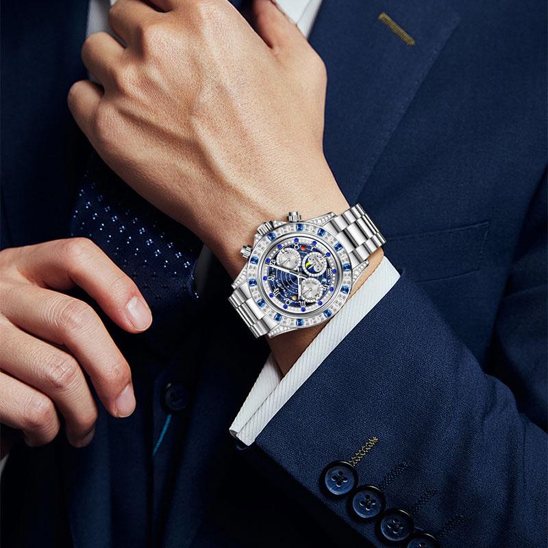 🔎【Präzisionshandwerk】⌚TINAIBIN Zwölf Sternzeichen & Sternenhimmel Diamant Automatikuhr Skelett Herrenuhr