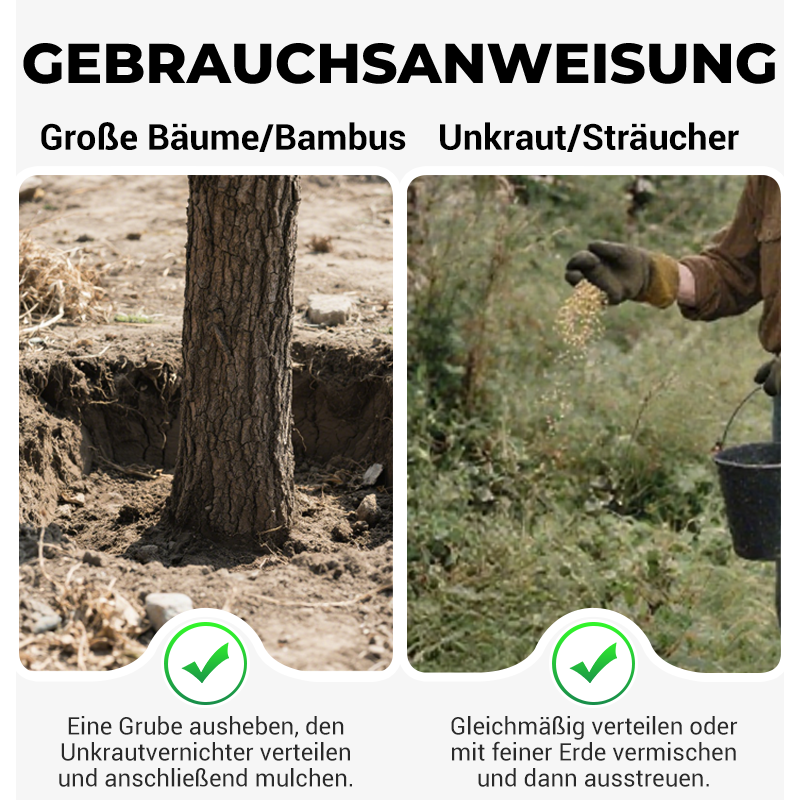 Professionelles Unkrautjäten, Bambus, Bäume, schadstofffrei, um den Hof sauberer zu machen