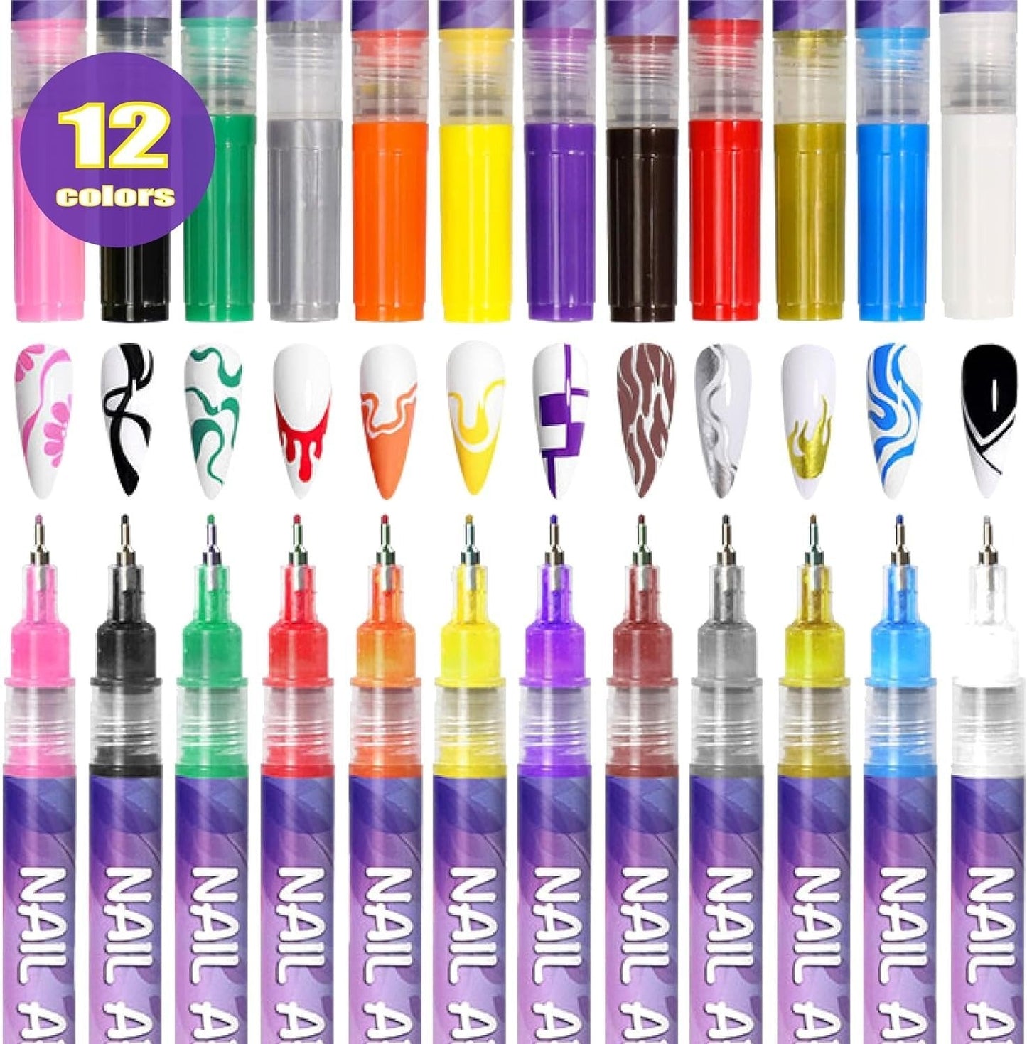 ⏳LAST WEEK SPECIAL PRICE: ￡9.99!!🎁12 Colors Nail Art Pens Set🎨💅