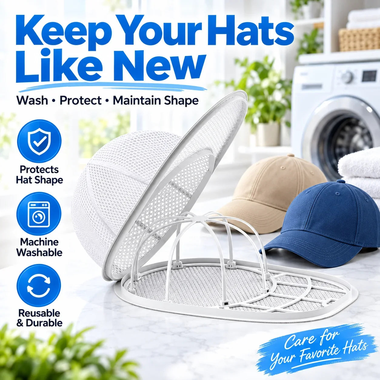 🥳 Bestseller 2026 🥳🧢 Über 50.000 verkaufte Exemplare! 💦🏠 50 % Rabatt! Waschschutz für Baseballkappen – Waschkorb gegen Verformung ✨