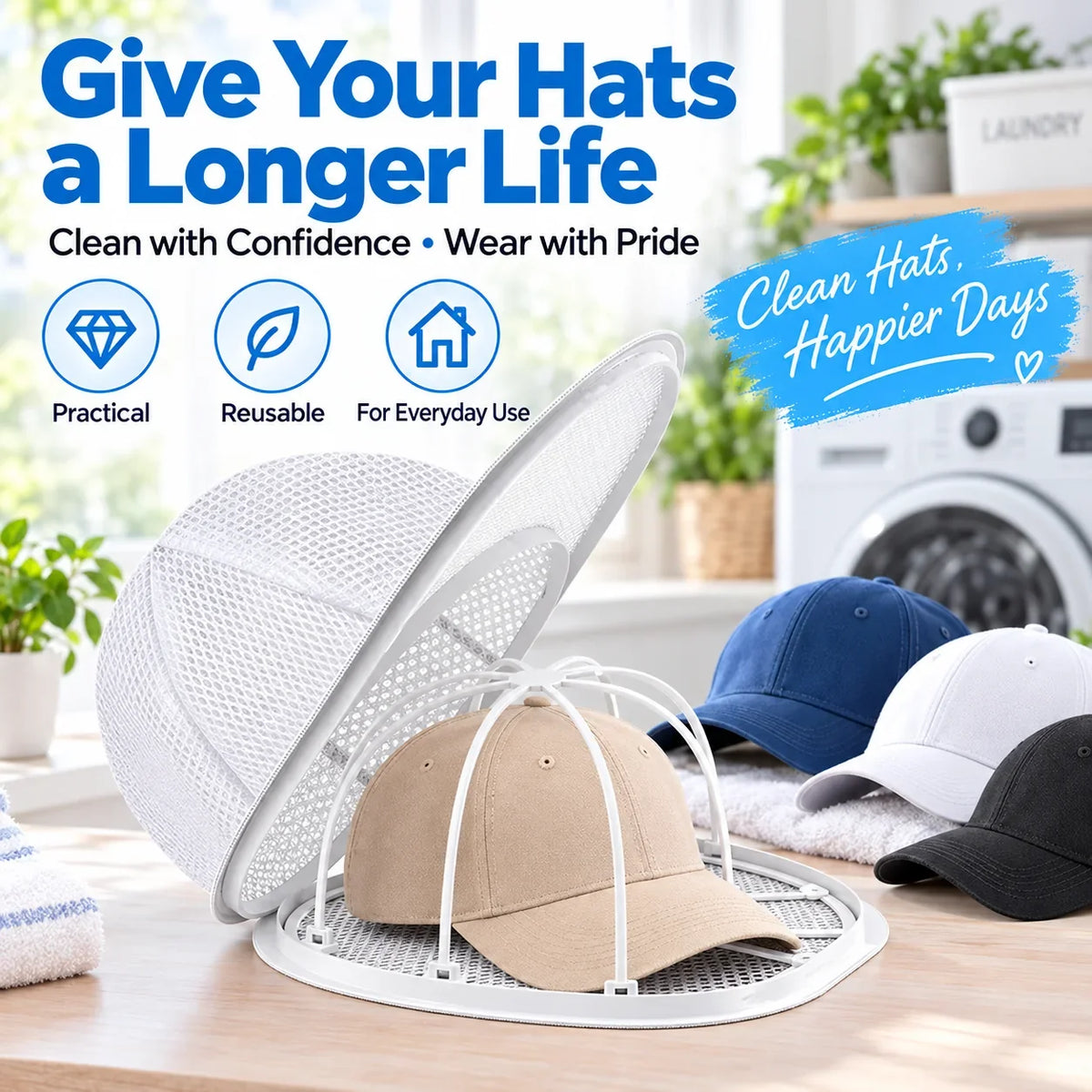 🥳 Bestseller 2026 🥳🧢 Über 50.000 verkaufte Exemplare! 💦🏠 50 % Rabatt! Waschschutz für Baseballkappen – Waschkorb gegen Verformung ✨