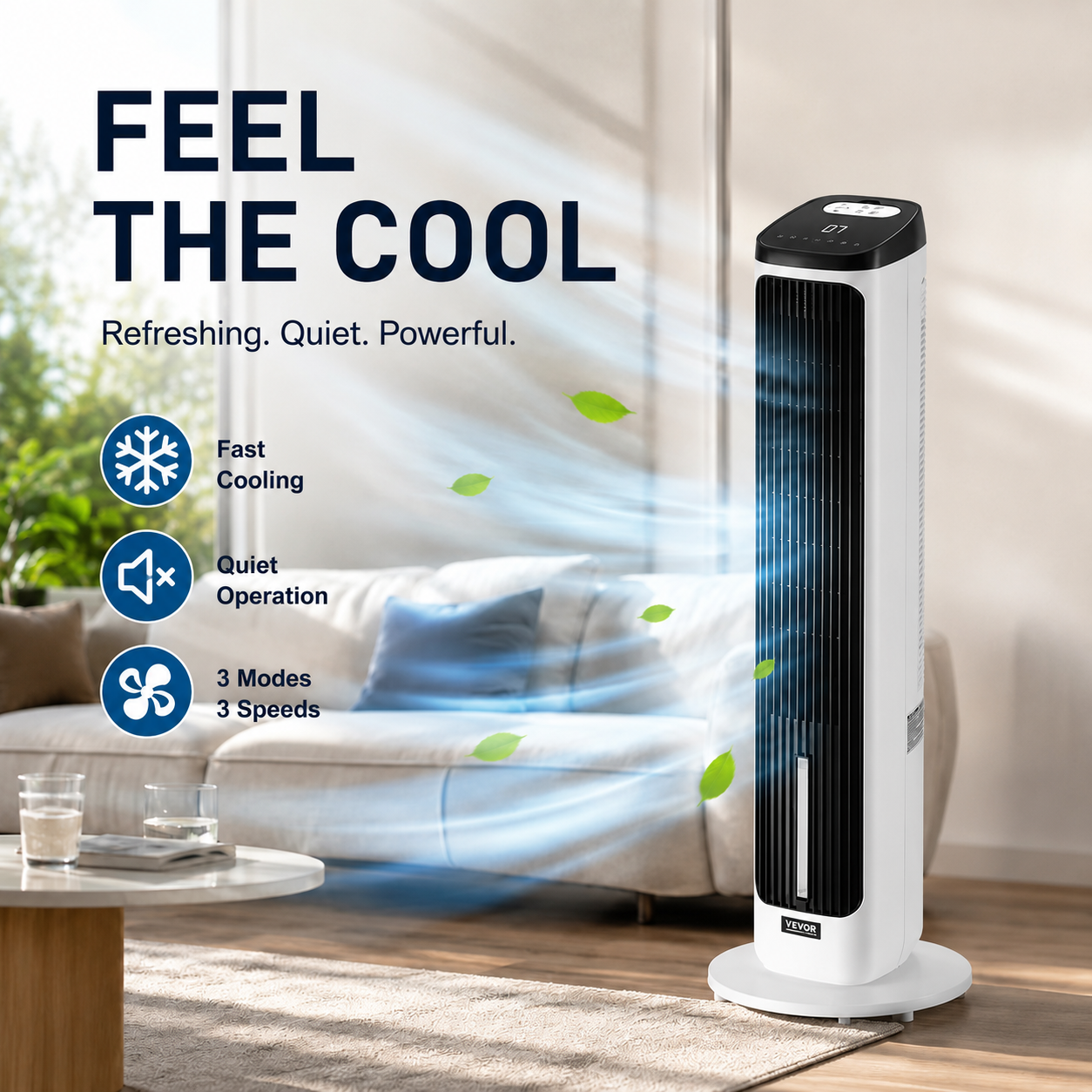 🌀 Tragbarer USB-Turmventilator mit 3 Geschwindigkeitsstufen – kompakt, leistungsstark & vielseitig – perfekt für Büro, Schlafzimmer & unterwegs