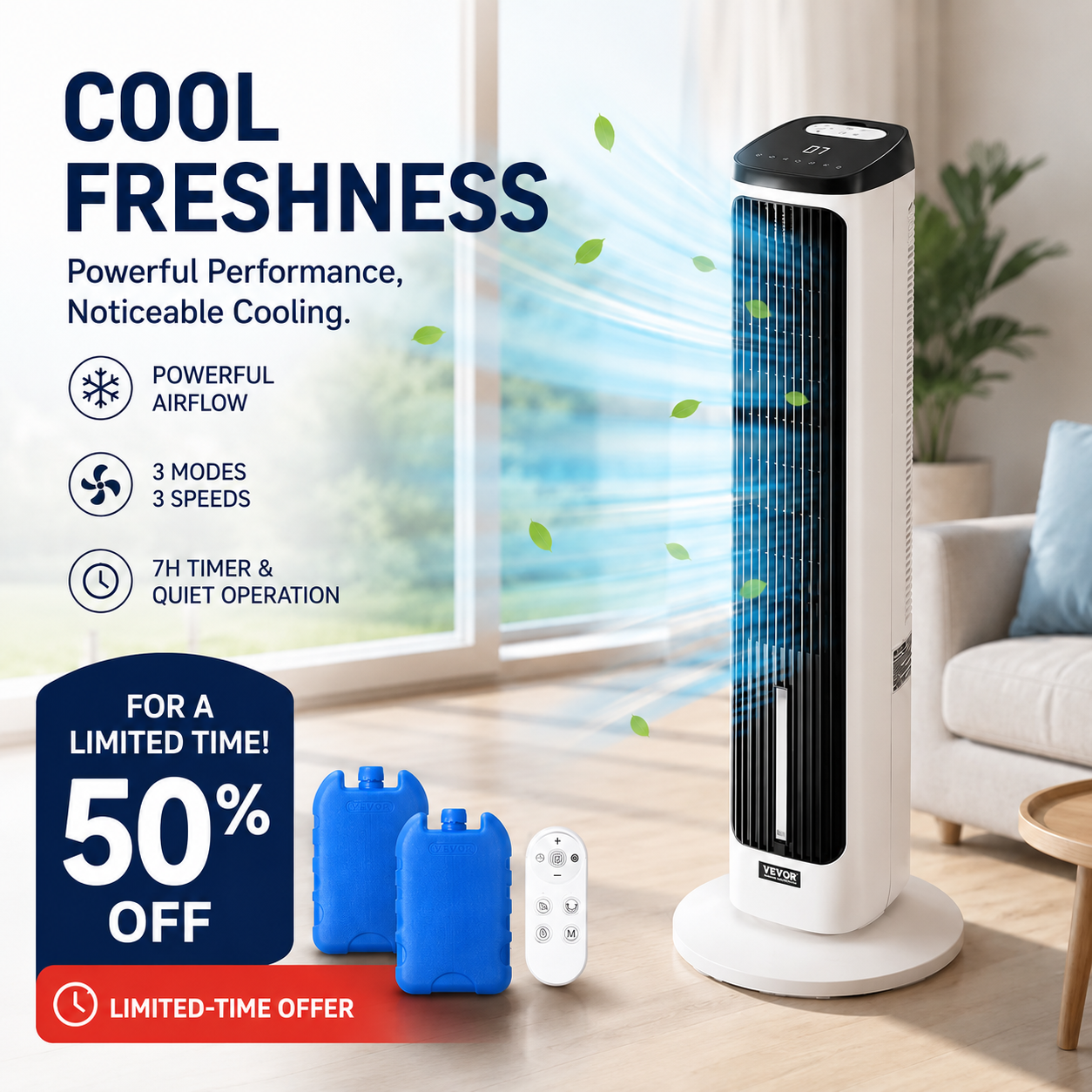 🌀 Tragbarer USB-Turmventilator mit 3 Geschwindigkeitsstufen – kompakt, leistungsstark & vielseitig – perfekt für Büro, Schlafzimmer & unterwegs
