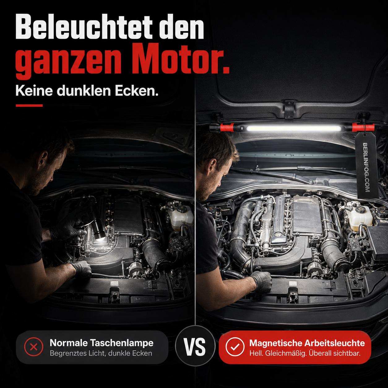 🌞Frühlingserwachen: 50% Rabatt!💡Wiederaufladbare Werkstattleuchte – 3000 LM, IPX4 Wassergeschützt & 360° Haken!