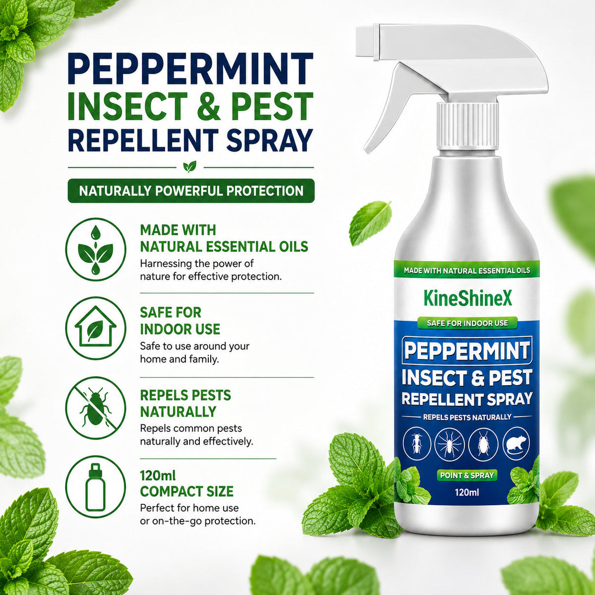 🗑️Insektenschutzspray mit natürlichem Pfefferminzöl – Maximale Wirksamkeit – Unbedenkliche Duftformel für Haus und Garten