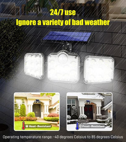 Solar-Wandleuchte mit drei Köpfen