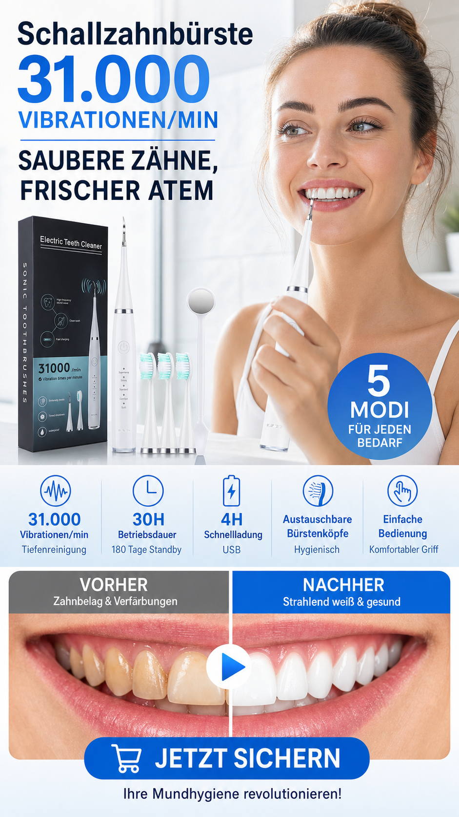 💥 Jetzt 50 % sparen! 🦷 Munddusche & Zahnbürste