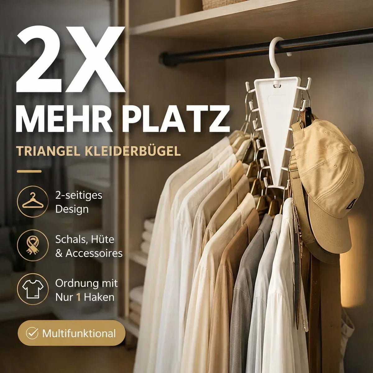 📦 50% RABATT! 🏠 Dreieckiger Kleiderschrank‑Organizer – Vielseitig, platzsparend & stabil ✨