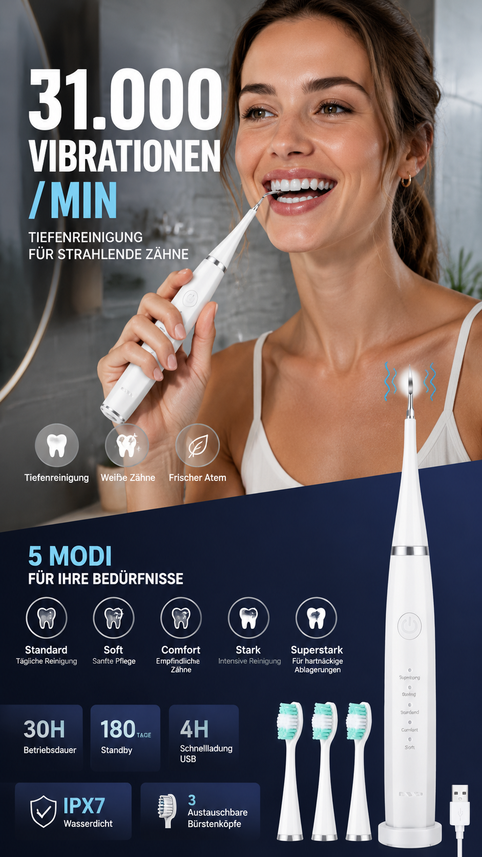 💥 Jetzt 50 % sparen! 🦷 Munddusche & Zahnbürste