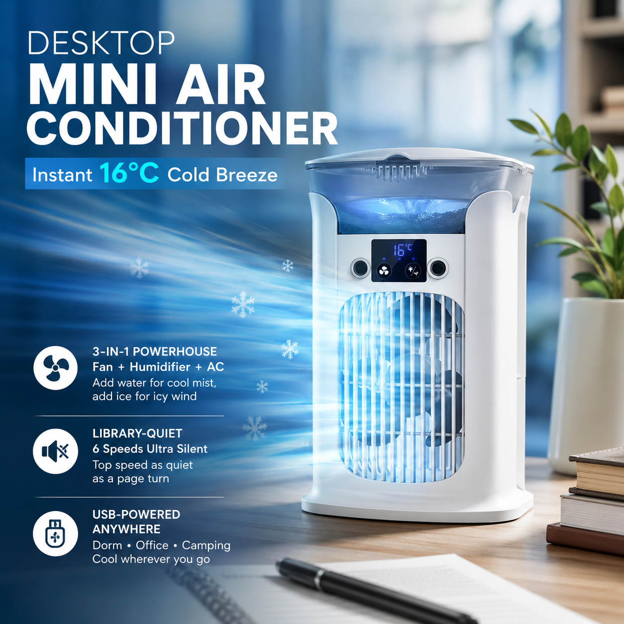 🔥Zeitlich begrenzte Aktion: 50 % Rabatt🔥3-in-1-Tischventilator