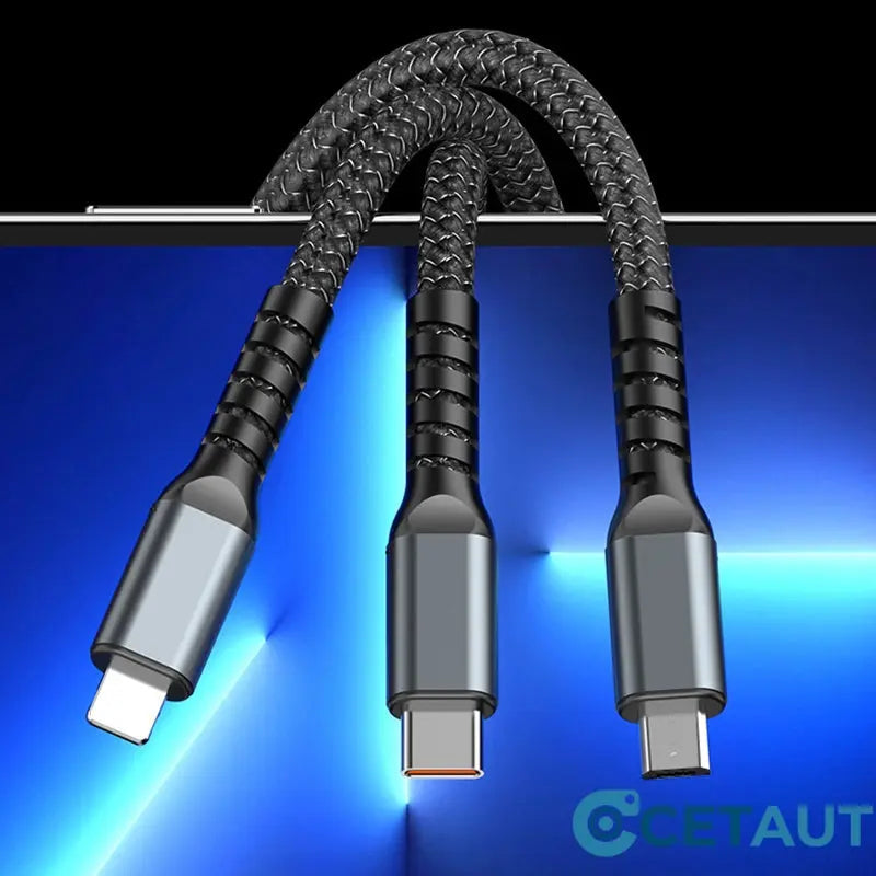 📱Transparentes, leuchtendes 3-in-1-Datenkabel mit superschneller Aufladung