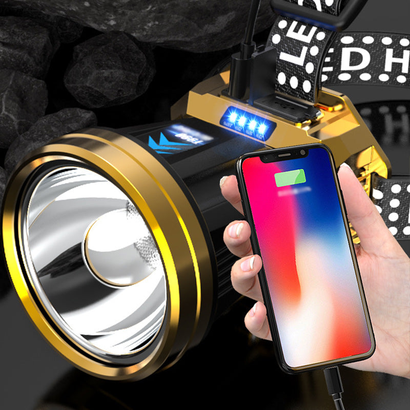 Superhelle, wiederaufladbare LED-Stirnlampe für den Außenbereich