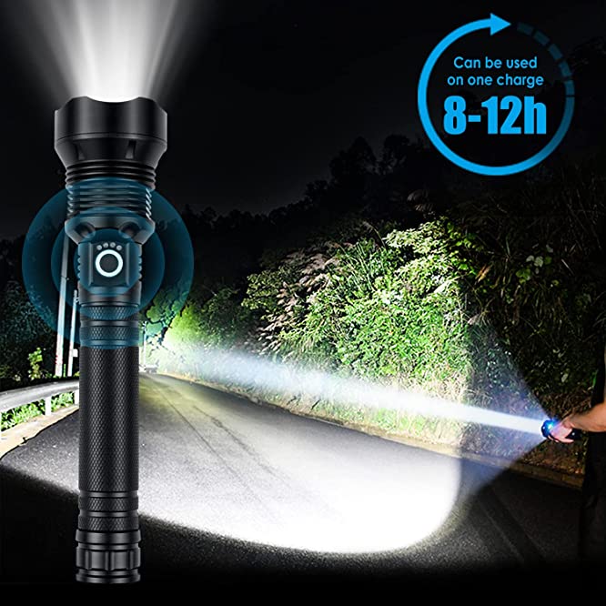 ✨75% Rabatt am letzten Tag des Verkaufs✨ Superhelle, leistungsstarke, hohe Lumen, lange taktische Taschenlampen mit wiederaufladbarer Batterie