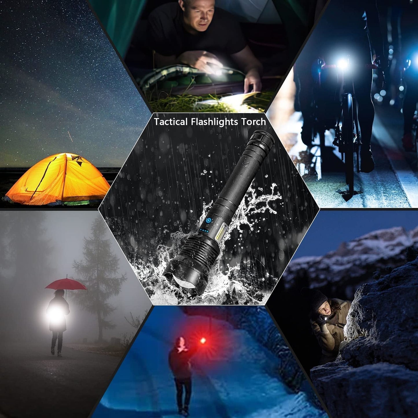 ✨75% Rabatt am letzten Tag des Verkaufs✨ Superhelle, leistungsstarke, hohe Lumen, lange taktische Taschenlampen mit wiederaufladbarer Batterie