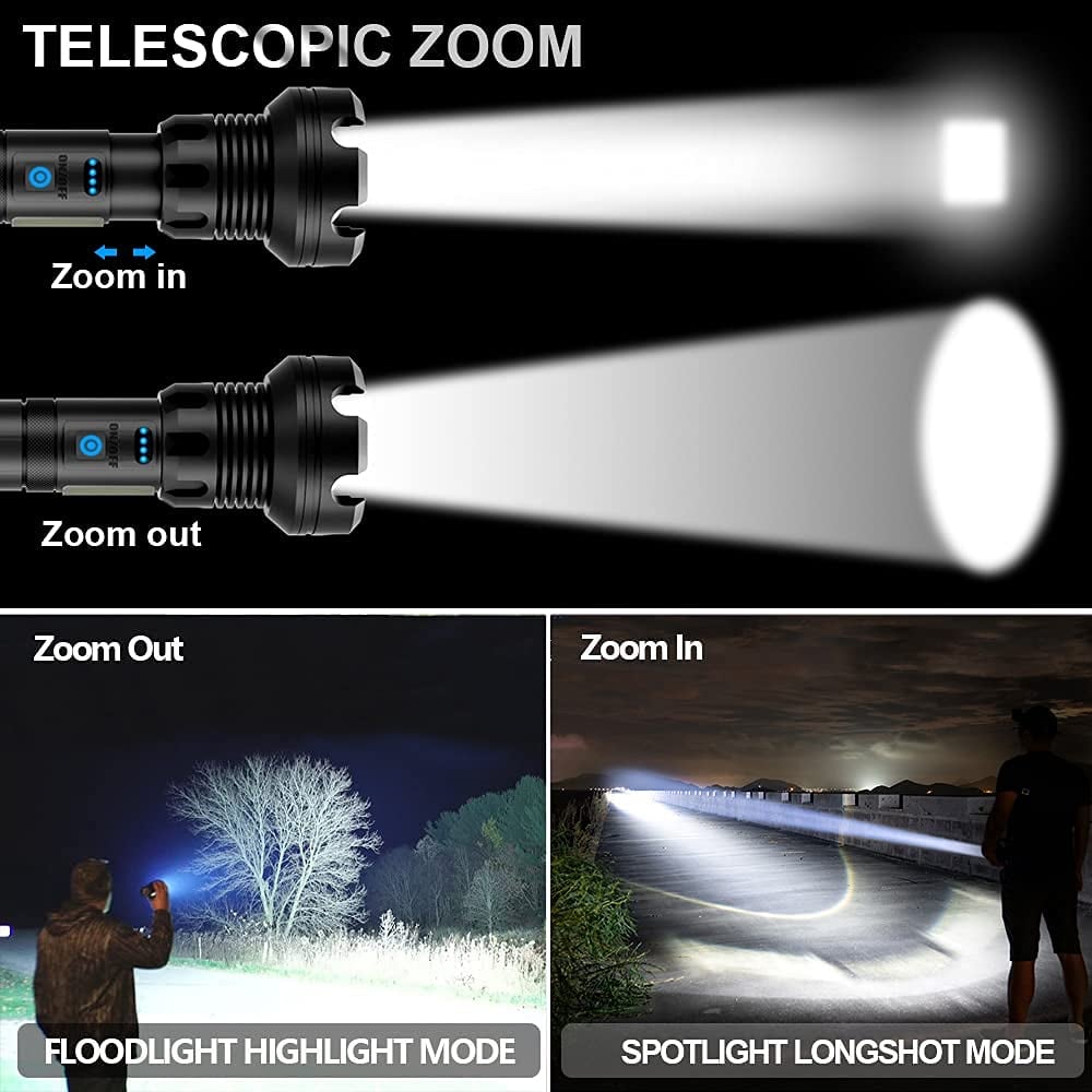 ✨75% Rabatt am letzten Tag des Verkaufs✨ Superhelle, leistungsstarke, hohe Lumen, lange taktische Taschenlampen mit wiederaufladbarer Batterie