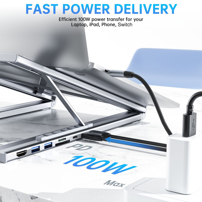 💻 💥60% RABATT! ⚡ 2-in-1 USB-C Dockingstation & Laptopständer – 8 Ports, 4K HDMI & Höhenverstellbar für Mehr Produktivität 🖥️