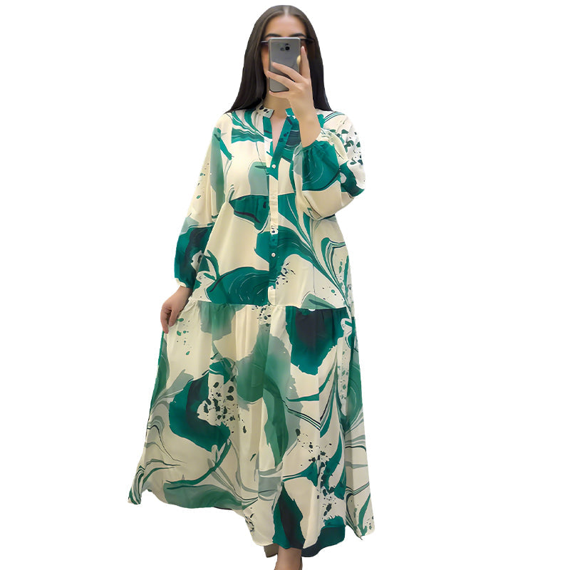 👗 60% RABATT! 🌸 Maxi-Blumenkleid für Damen mit V-Ausschnitt – Fließender Stoff, Romantisches Design & Perfekt für Den Sommer ☀️