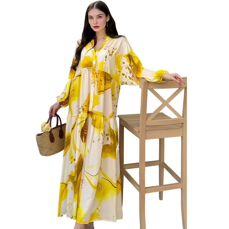 👗 60% RABATT! 🌸 Maxi-Blumenkleid für Damen mit V-Ausschnitt – Fließender Stoff, Romantisches Design & Perfekt für Den Sommer ☀️