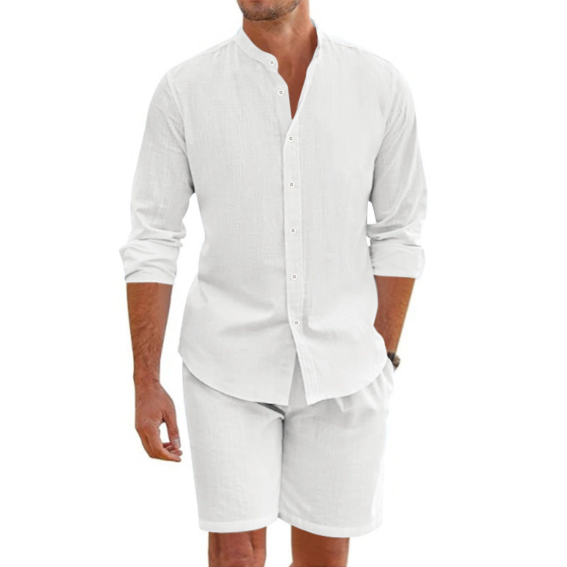 ✨Herren lässiges zweiteiliges Leinen-Set: Oberteil und Shorts💫
