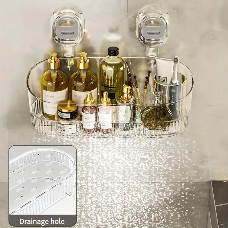 🎅Weihnachtsvorverkauf🎁No-Drill Badezimmer Saug-Aufbewahrungsbox - große Kapazität & starke Tragfähigkeit