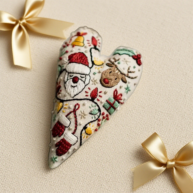 Herzförmiges Handstickerei-Weihnachtsset