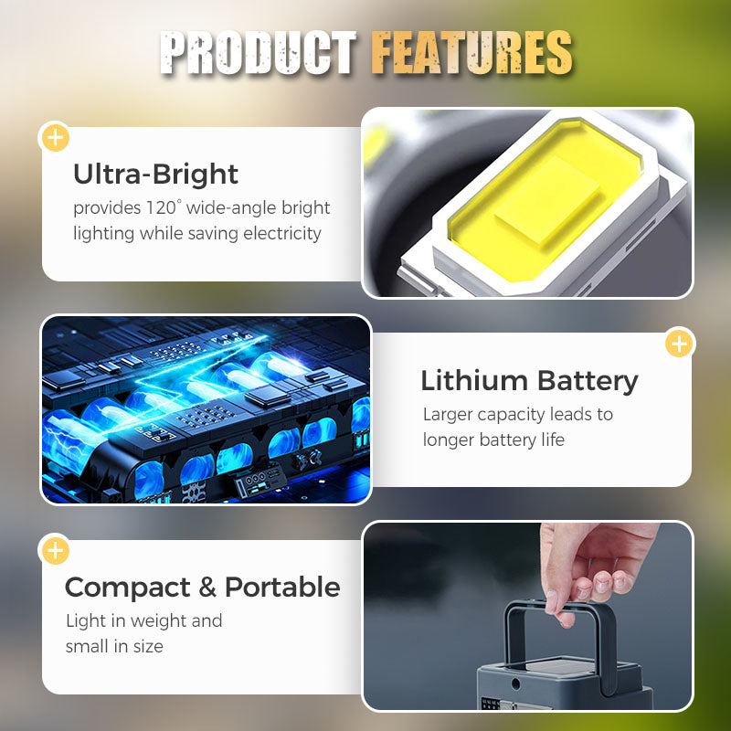 Tragbare, wasserdichte Solar-Campinglampe