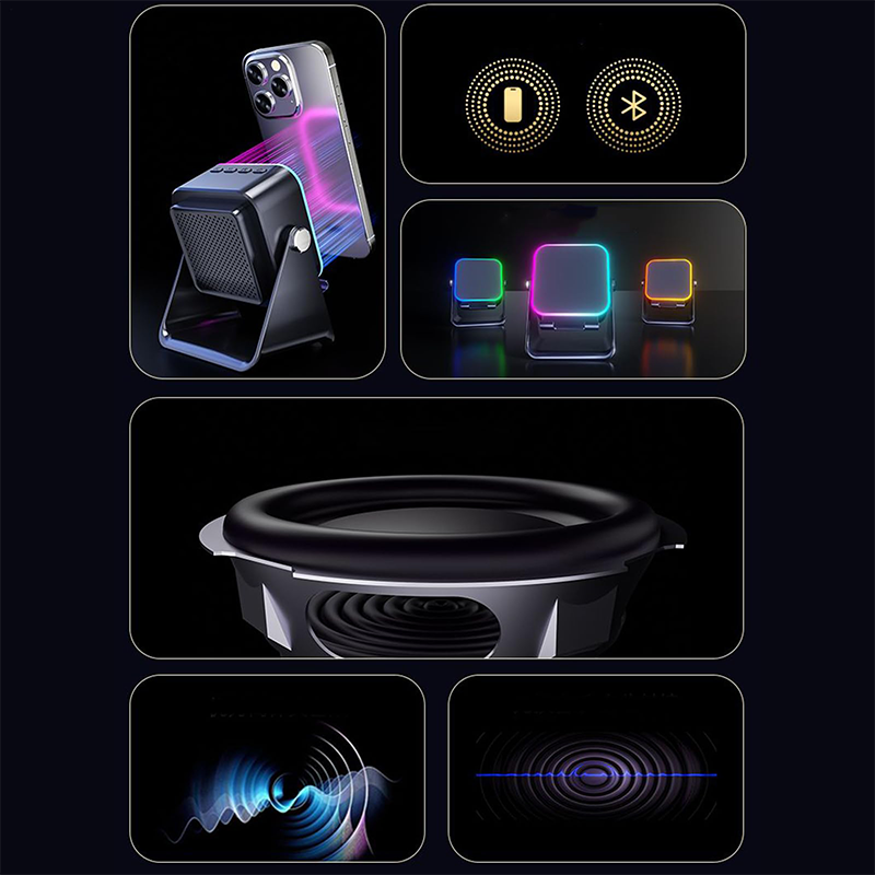 🎵【Fünf-in-Eins-Bluetooth-Lautsprecher】— Lautsprecher + Ständer + Ladegerät + Uhr + Freisprecheinrichtung, alles in einem Gerät! 📱✨