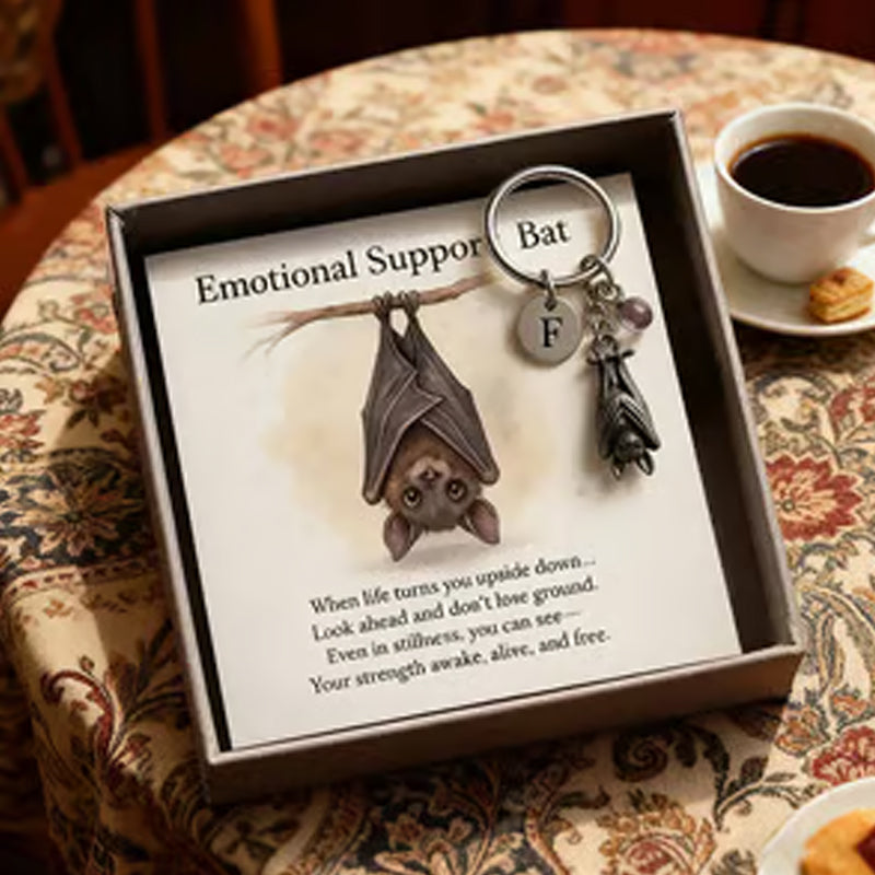 🦇Emotionaler Unterstützungs-Fledermaus-Schlüsselanhänger mit Grußkarte