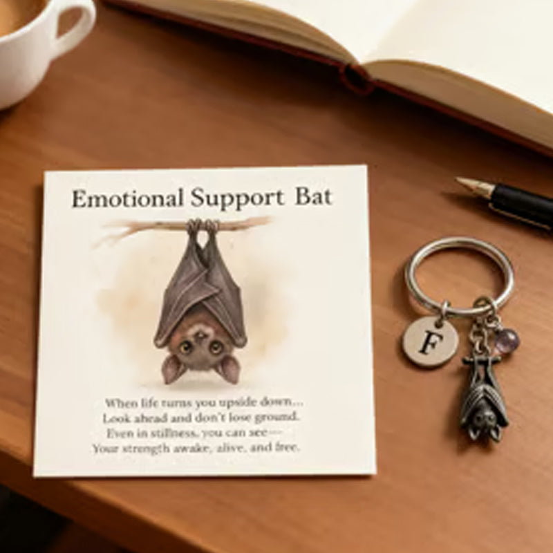 🦇Emotionaler Unterstützungs-Fledermaus-Schlüsselanhänger mit Grußkarte