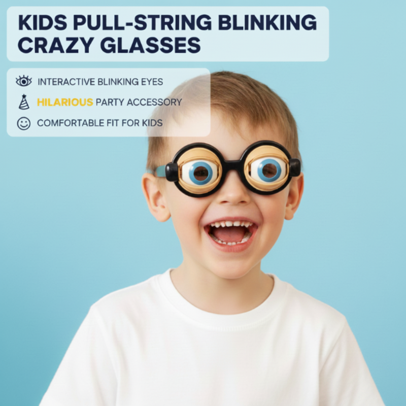 Lustige Kinder-Brille mit Zugschnur und Blinzel-Effekt