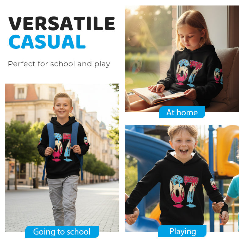 Grappige hoodie met 67 meme-design voor kinderen