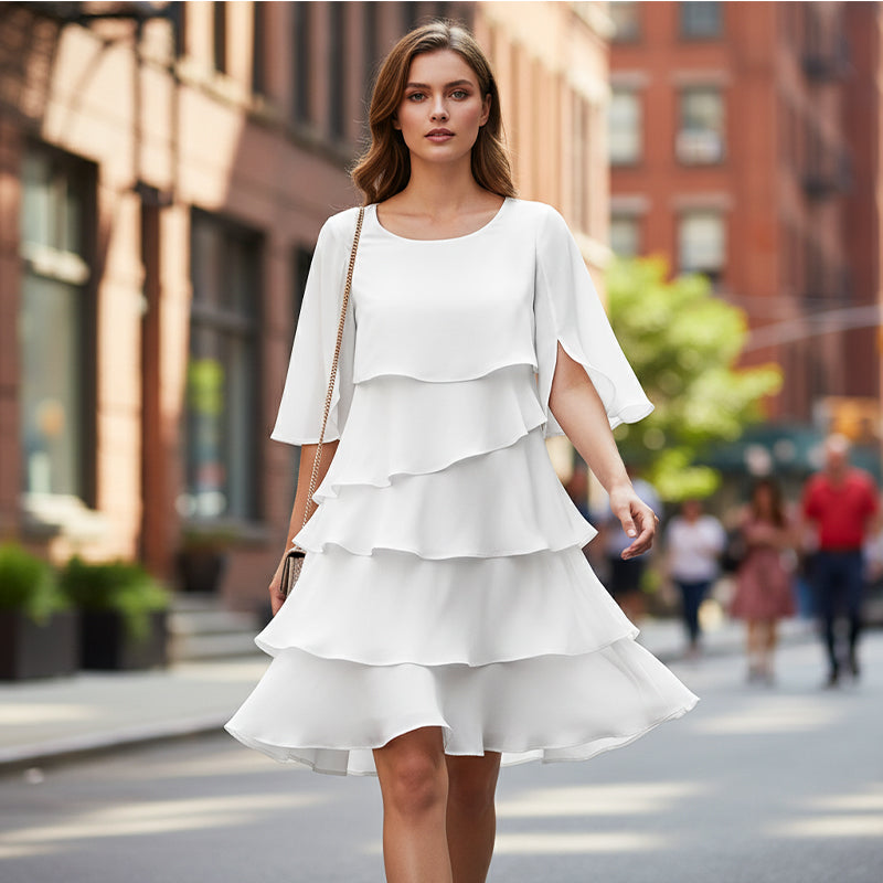 💎💎 60% RABATT! Mehrlagiges Rüschenkleid: knitterarm & vielseitig – vom Büro bis zur Party 👗✨
