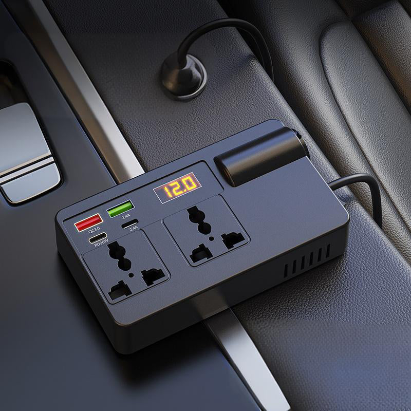 🏆 Sonderpreis am letzten Tag: 22.99 €! 📢📢 50 % RABATT!! ⏰🔋 Tragbarer Auto-Wechselrichter 12 V/24 V auf 220 V mit Digitalanzeige