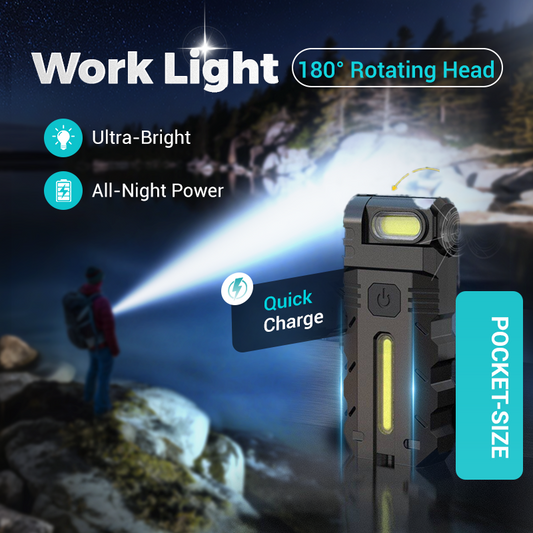 💎 54 % RABATT! 💎 180° drehbare LED-Arbeitsleuchte – Zweistrahler, Magnetfuß und USB-C-Ladeanschluss